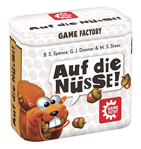 Game Factory 646273 Auf die Nüsse, das knackige Würfelspiel, Mini-Spiel in handlicher Metalldose, Reisespiel, für Erwachsene und Kinder ab 8 Jahren von Game Factory
