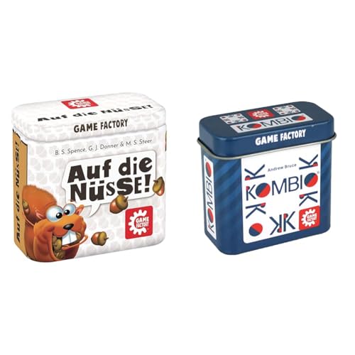 Game Factory 646273 Auf die Nüsse, das knackige Würfelspiel & 646290 Kombio, Legespiel, Mini-Spiel in handlicher Metalldose, Reisespiel, für Erwachsene und Kinder ab 8 Jahren Game Factory 646273 Auf die Nüsse, das knackige Würfelspiel & 646290 Kombio, Legespiel, Mini-Spiel in handlicher Metalldose, Reisespiel, für Erwachsene und Kinder ab 8 Jahren von Game Factory