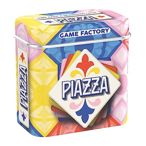 Game Factory 646309 Piazza, das Mini-Legespiel in handlicher Metalldose, Kartenspiel für Erwachsene und Kinder ab 8 Jahren, Reisespiel, Weiß von Game Factory