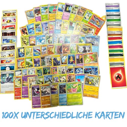GameYard24 Pokemon Kartenmix, 100 Original Deutsche Sammelkarten, Trainer und Energiekarten Set, Gemischte Booster Edition, Ideal für Sammler und Kinder GameYard24 Pokemon Kartenmix, 100 Original Deutsche Sammelkarten, Trainer und Energiekarten Set, Gemischte Booster Edition, Ideal für Sammler und Kinder von GameYard24