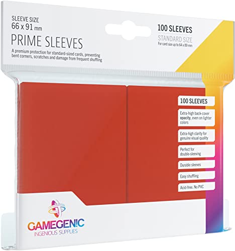 Gamegenic GGS11015ML Prime Sleeves (100-Pack), Red von Gamegenic