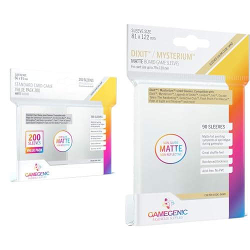Gamegenic, MATTE Standard Sleeve Value Pack 200, Sleeve color code: Gray & Gamegenic, MATTE Dixit Sleeves, Sleeve color code: Sand Gamegenic, MATTE Standard Sleeve Value Pack 200, Sleeve color code: Gray & Gamegenic, MATTE Dixit Sleeves, Sleeve color code: Sand von Gamegenic