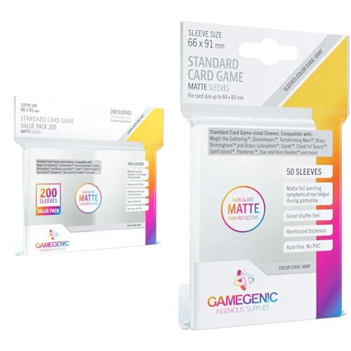 Gamegenic, MATTE Standard Sleeve Value Pack 200, Sleeve color code: Gray & MATTE Standard Card Sleeves, Sleeve color code: Gray Gamegenic, MATTE Standard Sleeve Value Pack 200, Sleeve color code: Gray & MATTE Standard Card Sleeves, Sleeve color code: Gray von Gamegenic