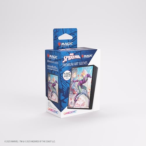 Gamegenic, Magic: The Gathering – Marvel's Spider-Man Premium Art Sleeves – Green Goblin, 105 Sleeves pro Packung von Gamegenic