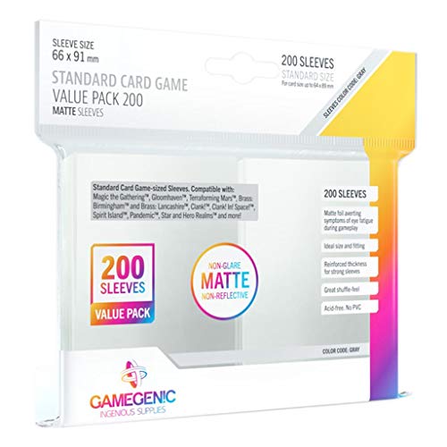 Gamegenic, Matte Standard Sleeve Value Pack 200, Sleeve Color Code: Gray von Gamegenic