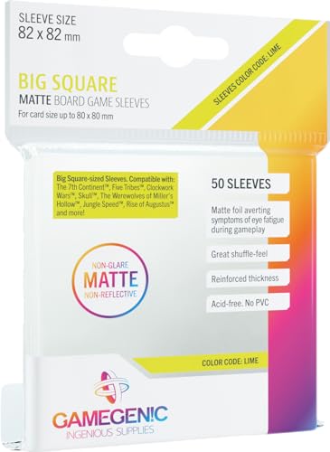 Gamegenic, Matte Big Square-Sized Sleeves Clear, Sleeve Color Code: Lime von Gamegenic