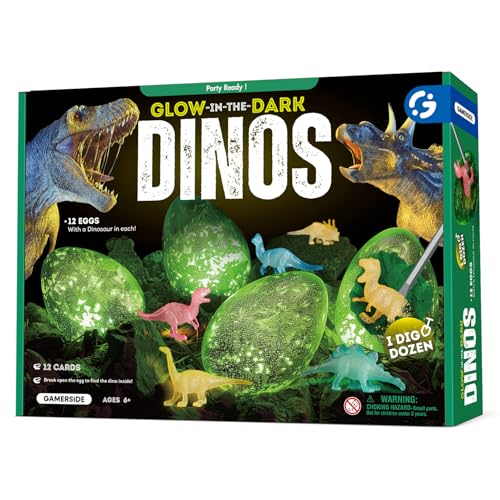 Gamerside Noctilucent Dinosaurier Eier Ausgrabungsset, 12 Dino-Eier für Kinder zu Graben, Dinosaurier Spielzeug von 6 7 8 Jahren Jungen und Mädchen, entdecken Paläontologie und Archäologie Gamerside Noctilucent Dinosaurier Eier Ausgrabungsset, 12 Dino-Eier für Kinder zu Graben, Dinosaurier Spielzeug von 6 7 8 Jahren Jungen und Mädchen, entdecken Paläontologie und Archäologie von Gamerside