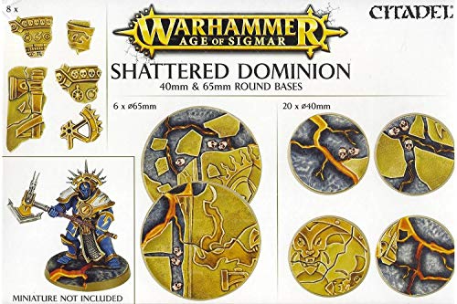 GAMES WORKSHOP 99120299034 "Age of Sigmar Shattered Dominion Round Bases Actionfigur, 40/65 mm von Games Workshop