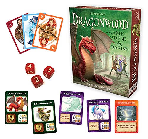 Asmodee Gamewright, Dragonwood Game, Board Game, Ages 8+, 2-4 Players, 2 Minutes Playing Time, Orange,Silver,White von Gamewright