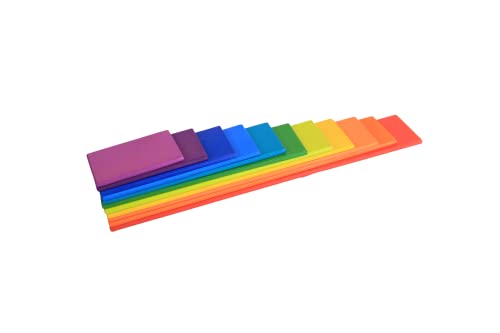 Gamez Galore Gamez Galore Holzspielzeuge, naturlackiert, Regenbogenfarben und Pastellfarben, 11 Stück rechteckige Bretter, Regenbogenfarben von Gamez Galore