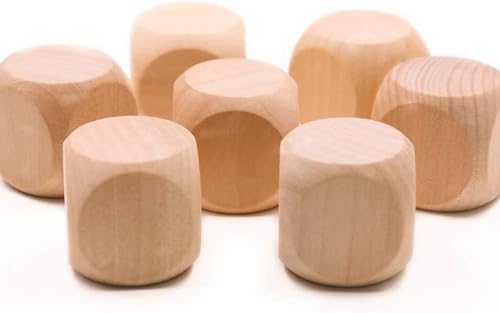 10 Stück Holzwürfel Set, 1,8 cm, 6-seitig, Blanko Würfel mit Runden Ecken, DIY Bastel- und Spielwürfel von Gammaeon