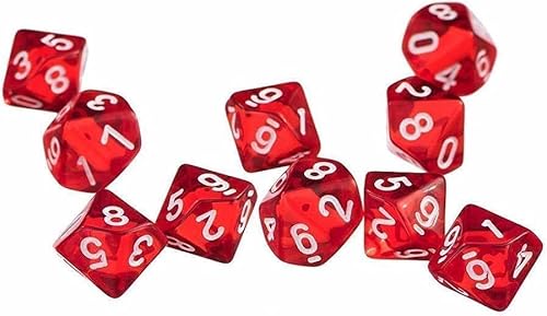 10 Stück Polyedrische Würfel, 10 Seiten Acryl Würfel Transparente Würfel für Tischspiele, Rollenspiele, Familie Party Favor, Würfel von Gammaeon