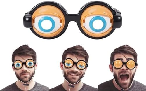 Gammaeon Witzige Gelbe Spaßbrille mit Verrückten 3D-Augen – Karneval, Halloween und Weihnachten Partyzubehör – Inkl. Geschenkbox für Fasching und Familienfeste von Gammaeon