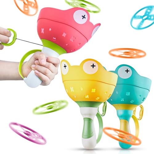 Outdoor Spielzeug Kinder Ab 4 5 6 7 8, Gartenspielzeug FüR Kinder Ab 4-8 Jahre, 2 Packs & 24 Discs Fliegende Untertasse Launcher Spielzeug,Propeller Spielzeug für Kinder ab 3 4 5 6 Jahren von Ganaj