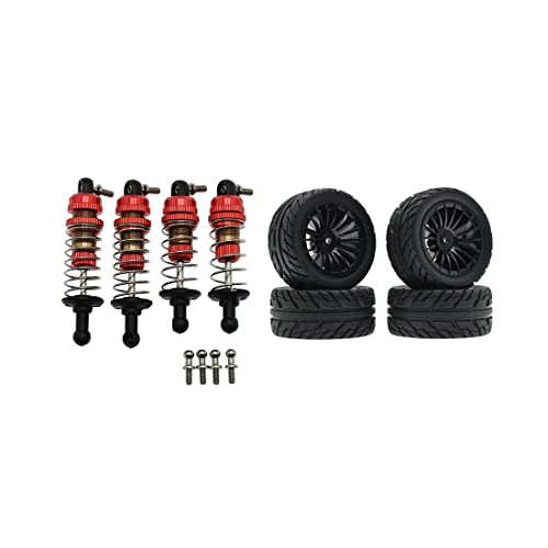 Ganekihedy Metall-StoßDäMpfer und Gummireifen-Set für SG1603 SG1604 SG1605 UD1601 UD1602 UD1603 1/16 RC-Autoteile, Schwarz von Ganekihedy