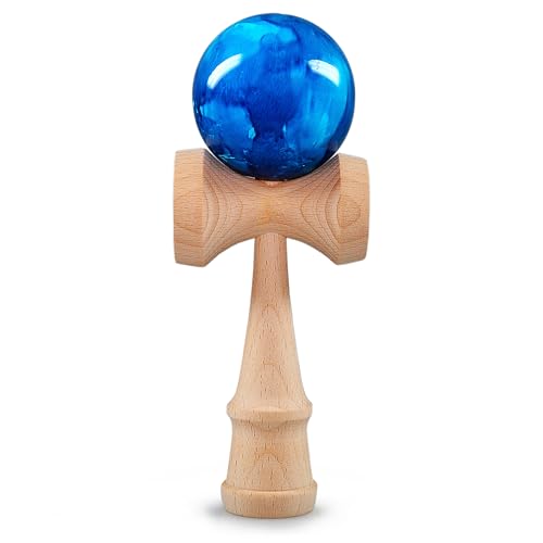 Ganzoo Kendama aus Buchen-Holz, Original Japanisches Traditionelles Holz-Sportgerät mit Kugel, Schnur und Fangteller für Geschicklichkeit/Balancing, Geschenk-Idee, Blau von Ganzoo