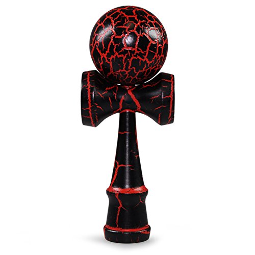 Ganzoo Kendama aus Buchen-Holz, Original Japanisches Traditionelles Holz-Sportgerät mit Kugel, Schnur und Fangteller für Geschicklichkeit/Balancing, Geschenk-Idee, schwarz/rot von Ganzoo
