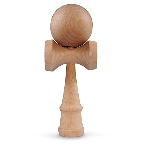Ganzoo Kendama aus Buchen-Holz, Original Japanisches Traditionelles Holz-Sportgerät mit Kugel, Schnur und Fangteller für Geschicklichkeit/Balancing, Geschenk-Idee (Holz clean) von Ganzoo