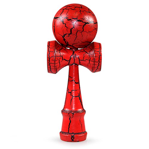 Ganzoo Kendama aus Buchen-Holz, Original Japanisches Traditionelles Holz-Sportgerät mit Kugel, Schnur und Fangteller für Geschicklichkeit/Balancing, Geschenk-Idee (rot schwarz) von Ganzoo