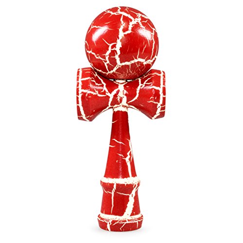 Ganzoo Kendama aus Buchen-Holz, Original Japanisches Traditionelles Holz-Sportgerät mit Kugel, Schnur und Fangteller für Geschicklichkeit/Balancing, Geschenk-Idee (rot weiß) von Ganzoo