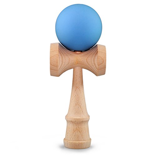Ganzoo Kendama aus Buchen-Holz, Original Japanisches Traditionelles Holz-Sportgerät mit Kugel, Schnur und Fangteller für Geschicklichkeit/Balancing, Geschenk-Idee (hellblau + Holz) von Ganzoo