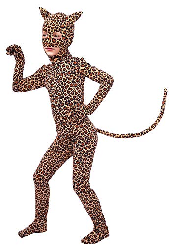 Gaoin Hübsches Leoparden-Kostüm für Jungen und Mädchen, Spandex, Tier-Body (mittelgroß, Leopardenmuster) von Gaoin
