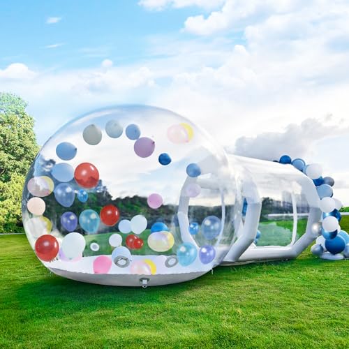 10FT Aufblasbare BlaseHaus, Klare PVC Aufblasbare Blase Haus Zelt mit Tunnel, Blase Ballonhaus mit Gebläse & Pumpe,aufblasbare Kuppel für Außenbereich Party (Weiße, 305CM) von Gaonala