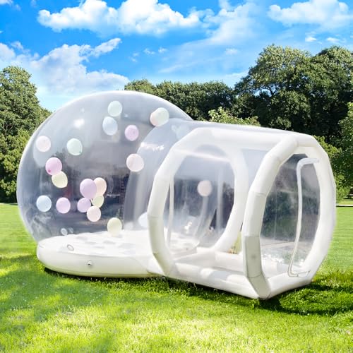 10FT Aufblasbare BlaseHaus, Klare PVC Aufblasbare Blase Haus Zelt mit Tunnel, Blase Ballonhaus mit Gebläse & Pumpe,aufblasbare Kuppel für Außenbereich Party (Weiße, 355CM) von Gaonala