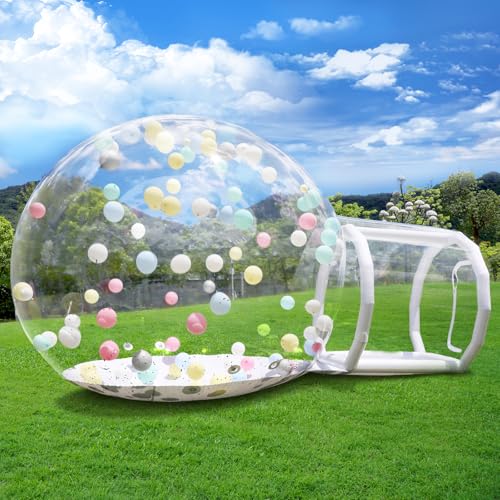 Aufblasbare BlaseHaus Kuppel, Klare PVC Aufblasbare Blase Haus Zelt mit Tunnel, Blase Ballonhaus,aufblasbare Kuppel für Außenbereich Party (Transparent, 305CM) von Gaonala