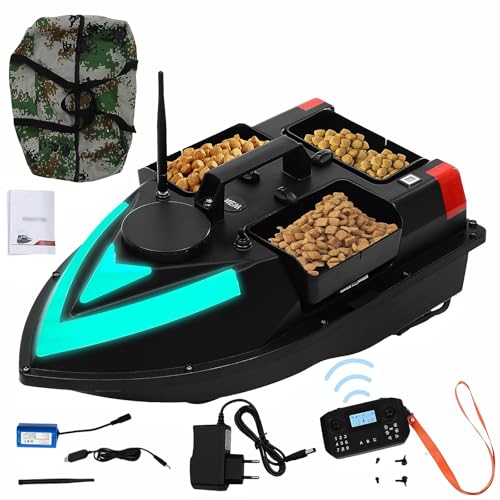 Garbenat 500M RC Köderboot ABS Angelköder Boot Fernbedienung Futterboot mit GPS und LED Licht 3 Köderboxen Fischköder Boot Angeln Futterboot für Seen, Flüssen, Meeren 100 Positionspunkte von Garbenat