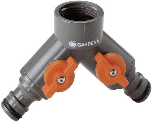 Gardena 938-20 Kunststoff 2-Wege-Verteiler 24,2mm (3/4 ) IG, Steckkupplung mit Regulierventil von Gardena