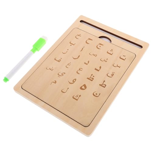 Garneck 1 Satz Arabischer Schreibblock Werkzeug Zum Nachzeichnen des Alphabets Schreibübungstool Übung Zum Nachzeichnen des Alphabets Holz-pauszeichenbuchstaben Lerntafel Beige Hölzern von Garneck