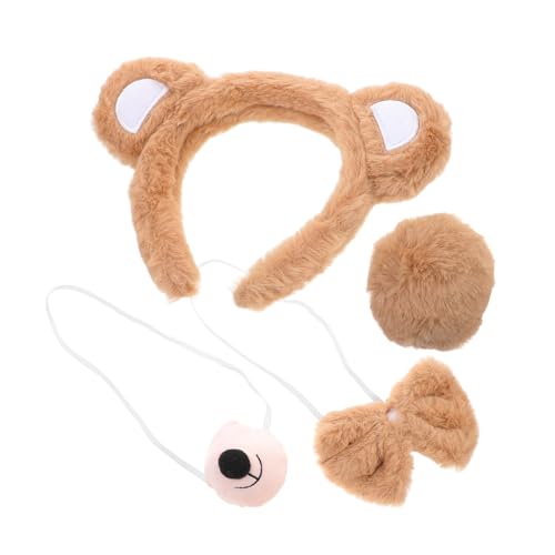 Garneck 1 Satz Bären Sie Kleidungsrequisiten Stirnband tragen Ohren tierische Kopfbedeckung Cosplay Bärenkostüm Halloween-Cosplay-Zubehör Tierkostüm Plüsch Khaki von Garneck