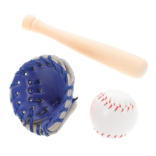 Garneck 1 Satz Baseball-Softball-Set sportliche Miniaturen Mini-Baseball kleines Hauszubehör Baseball handschuh Baseball Miniaturen zum Basteln Puppenhaus-Baseball-Set PU-Leder von Garneck
