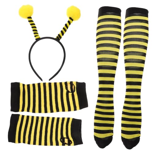 Garneck 1 Satz Bienen Kostümset für Bienen Stirnband Gestreiften Langen Handschuhen und Strümpfen für Karneval und Cosplay Partys von Garneck