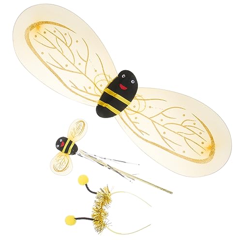 Garneck 1 Satz Bienenkostüm mit Flügeln Haarreif und Zauberstab für Mädchen für Karneval und Partys Leuchtendes Design und Hochwertiges Material Sorgt für Zauberhaften Spaß von Garneck
