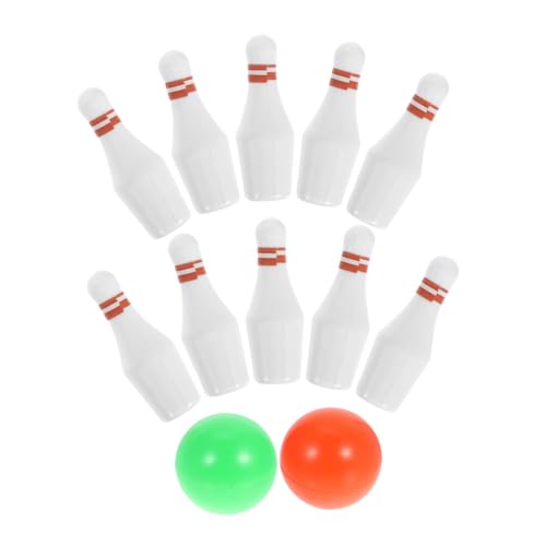 Garneck 1 Satz Bowlingkugel Vortäuschen Puppenhaus Puppenhausdekor Bowling- Miniatur -bowlingstifte Und Ball Mädchen Weiß Plastik von Garneck