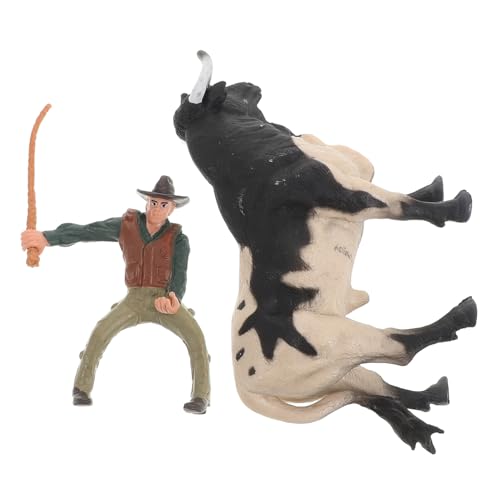 Garneck 1 Satz Cowboy-Bullen-Modell Kinderspielzeug Cowboy Stierkampf Modell Cowboy Cowboy-Statue Kuh Spielzeugbullen Simulation simulierte Stierstatue Bullenhandwerk Harz von Garneck