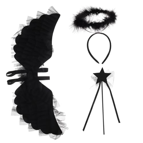 Garneck 1 Satz Engelsflügel Set für Frauen Teiliges Kostüm mit Heiligenschein und Zauberstab für Halloween Cosplay Partys und Bühnenaufführungen Garneck 1 Satz Engelsflügel Set für Frauen Teiliges Kostüm mit Heiligenschein und Zauberstab für Halloween Cosplay Partys und Bühnenaufführungen von Garneck