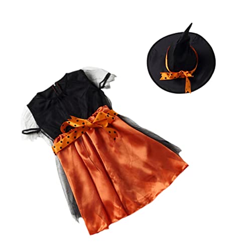 Garneck 1 Satz Halloween Kostüm für Mädchen mit Hut Kreatives Kinderkleid für Halloween Feiern Cosplay und Karneval Orange und Leicht von Garneck