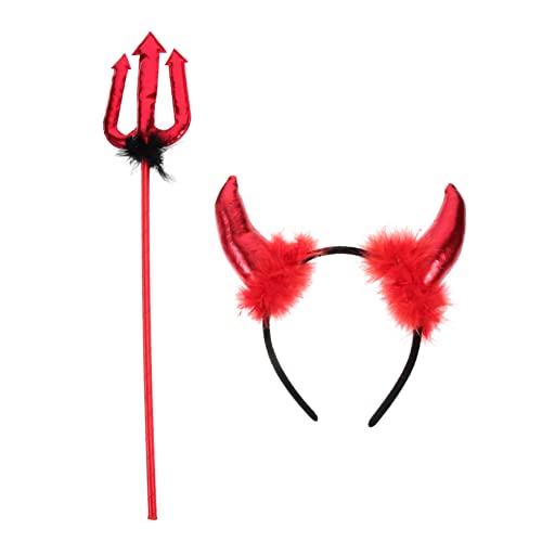 Garneck 1 Satz Halloween Teufelshörner Haarreif Set Teiliges Kostümzubehör für Halloween Maskeraden und Themenpartys Lustige und Auffällige Accessoires von Garneck