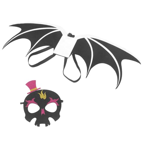 Garneck 1 Satz Halloween Teufelsmasken und Flügelkostüm Set für Cosplay Requisiten Schwarzem Vliesstoff Geeignet für Jahre für Partys und Festivals von Garneck