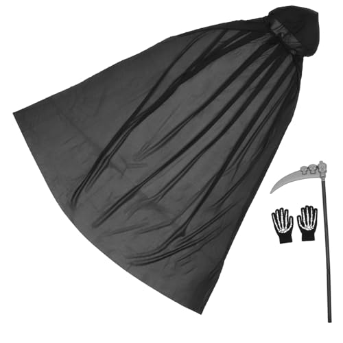 Garneck 1 Satz Halloween Umhang Set für Erwachsene Schwarzes Cape und Handschuhe Cosplay Dekoration für Halloween Partys Teiliges Set von Garneck