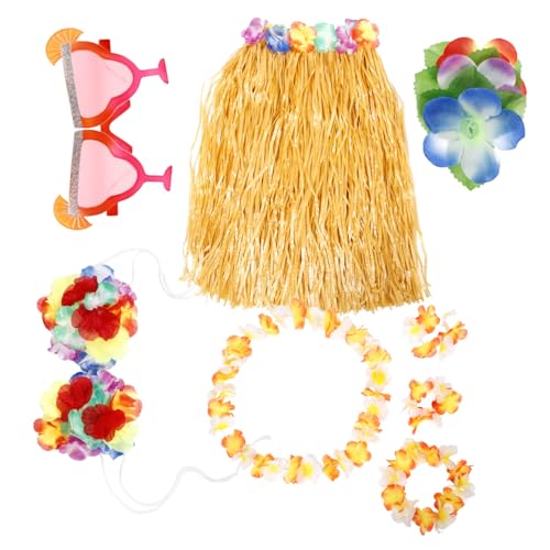 Garneck 1 Satz Hawaiian Party Dekoration Set Teiliges Set mit Blumenkranz Haarclip Sonnenbrille und Strohhut für Luau Feiern Strandpartys und Geburtstagsfeiern Leicht und Tragbar für Jede von Garneck