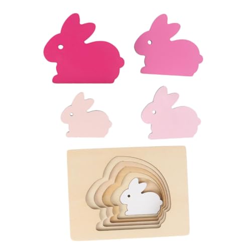 Garneck 1 Satz Holztierrätsel Puzzlematte Kaninchen puzzlekleber Puzzle- aus Holz lustiges passendes Puzzle passendes aus Holz Kinderspielzeug hölzern Rosa von Garneck