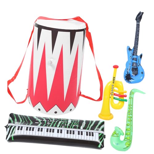 Garneck 1 Satz Inflatable Musical Instrument für Teiliges PVC Party Zubehör mit Gitarre Saxophon Trompete Keyboard und Trommel Zufällige Farben für Geburtstagsfeiern und von Garneck