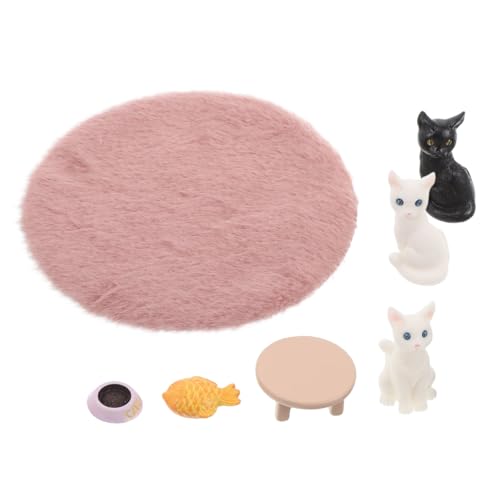 Garneck 1 Satz Katzen-Set-Ornamente Miniatur-Katzenfiguren Minikatzen Mini-Katzenfiguren Katzenfiguren für Miniaturkatzen Puppenhaus-Haustiere Miniatur-Puppenhauszubehör Plüsch von Garneck