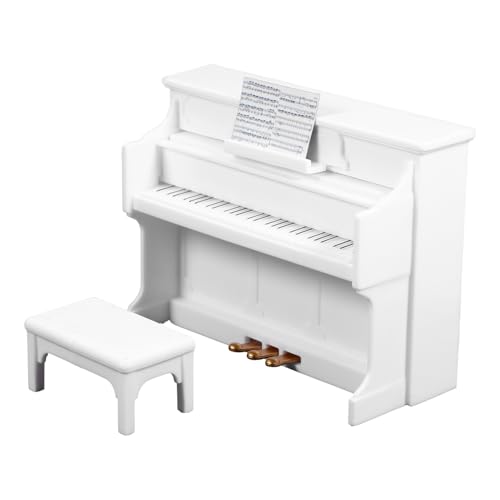 Garneck 1 Satz Klaviermodell Klavierhocker Dekoration Winziges Hausklavier Miniklavier Für Puppe Klavier Für Puppenhaus Klavier Für Minihaus Mini-Piano-Modell Weiß Plastik von Garneck