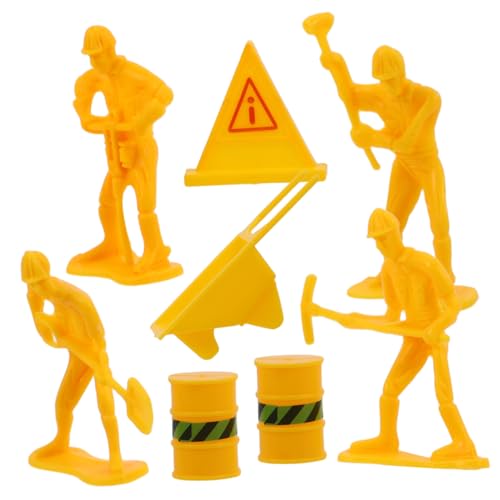 Garneck Kleiner Bauarbeiterfiguren Satz Realistische Arbeiterstatuen für Geburtstagskuchen Dekoration Selbstgemacht Sandtischzubehör Kinderfreundliche Party Dekoration von Garneck
