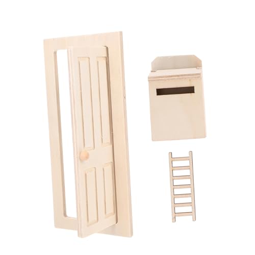 Garneck 1 Satz Mini-Heimdekoration Mini-Einrichtung dekorative Minitür Kinderpuppentürmodell für kinderspielzeug Puppenhaus schmücken Puppenhaus-Ornament hölzern Weiß von Garneck
